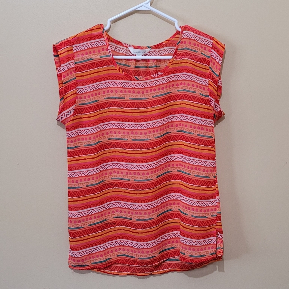 Charming Charlie Sheer Patterned Sleeveless Top